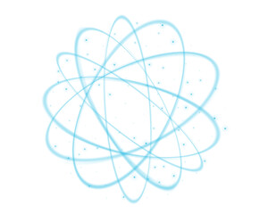 Atom particle, blue magic rings energy swirl. Abstract vector illustration.	
