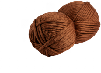 Brown yarn balls isolated on a transparent background skeins thread