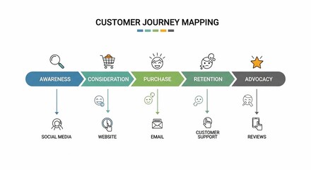Strategic Customer Journey Mapping A 5Stage Flowchart from Awareness to Advocacy.