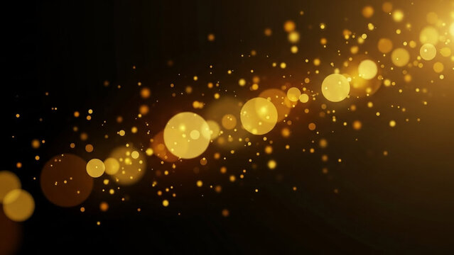 Bright abstract golden Christmas bokeh background with glowing stars and sparkling light circles, Golden abstract bokeh background with bright glowing lights and sparkling decorative circles, - Powered by Adobe