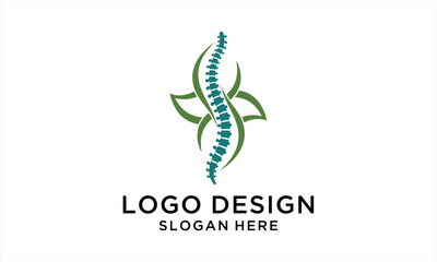 Chiropractic Spine Logo Design with Leaf Elements.