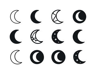 Fototapeta premium Night Sky Icons. night sky. Icon set. Set Logo of night sky: cre