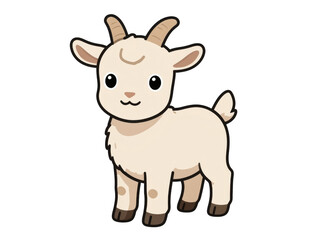 Fototapeta premium Cute cartoon goat with curved horns smiling