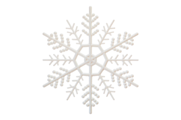 White snowflake forming a winter symbol, ice crystal decoration for christmas and holiday season on transparent background