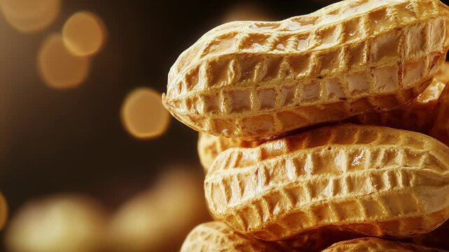 selective focus close-up of raw peanuts in shells