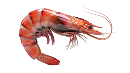 Giant Tiger Prawn: A succulent giant tiger prawn, boasting a vibrant reddish-orange hue, is presented in all its delicious detail.