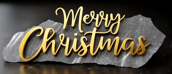 Merry Christmas in gold cursive letters on dark background designed for festive greeting and celebration during the holiday season