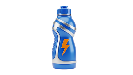 Energetic Hydration Vessel: A dynamic blue water bottle, ready to fuel active endeavors, stands out against a clean backdrop, its design reflecting the vitality it provides.