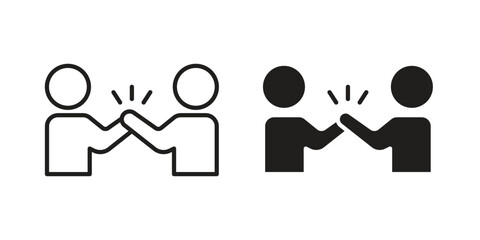 Collaboration icons collection. Thin linear and black flat icons