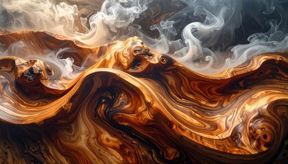Swirling smoke and liquid in earthy tones