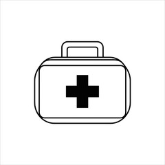 Fototapeta premium Medical bag in a flat design on a white background for healthcare and first aid supplies