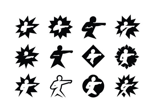 Body Combat Icons. body combat. Icon set. Set Logo of body comba