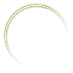 Futuristic minimal light art Golden Light Ring on Transparent Background. A glowing circular trail with a warm shimmer for overlays. A glowing gold ring with sparkling particles of bright glitter.
