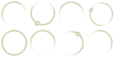 A glowing circular trail with a warm shimmer for overlays. Shiny circular golden frame with sparkles, dust particles and halo light. Gold glowing ring PNG. Golden Light Ring on Transparent Background.