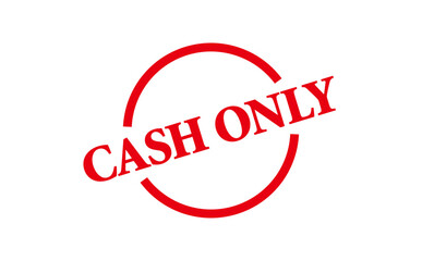 CASH ONLY - Red Rubber Stamp with text CASH ONLY

