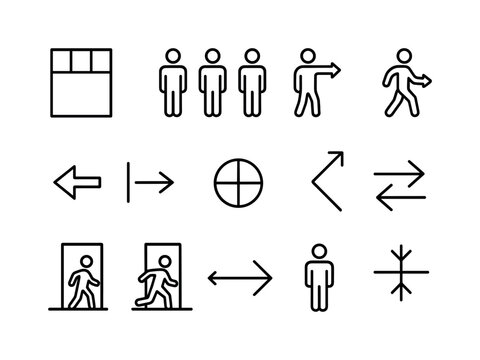 Stage Blocking Icons. Stage Blocking. Line icon set of Stage Blo