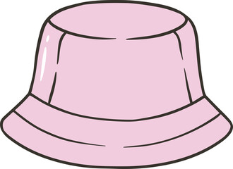 Fototapeta premium A pink bucket hat with black outlines and white highlights