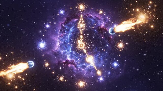 Cosmic timepiece strikes doomsday with blazing planetary comets