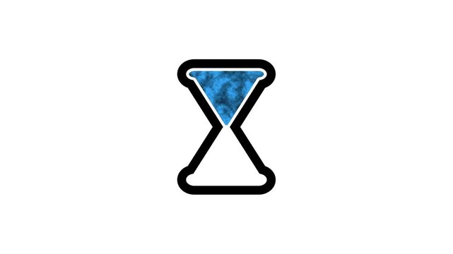 Glowing blue hourglass timer animation, futuristic countdown symbol with flowing sand, neon digital clock concept, time management and deadline indicator