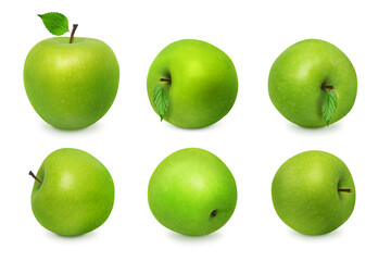 Green Apples Group Isolated for Juice, Detox Drink, and Healthy Lifestyle on Transparent Background png
