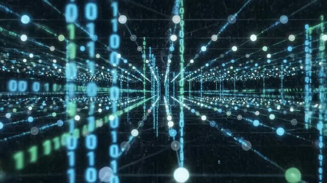 Digital matrix of binary code and networked nodes