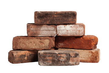 stack of brick stones isolated on white or transparent png