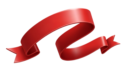 Vibrant red ribbon banner with a luxurious and realistic flowing design element