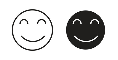 Fototapeta premium Smile icon glyph and line set thin line symbol concept.