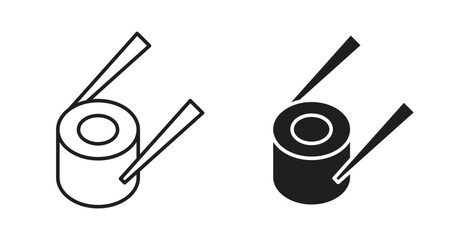 Obraz premium Sushi icon glyph and line set thin line symbol concept.