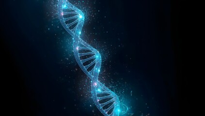 Glowing digital dna helix structure, symbolizing biotechnology, genetics, and scientific innovation