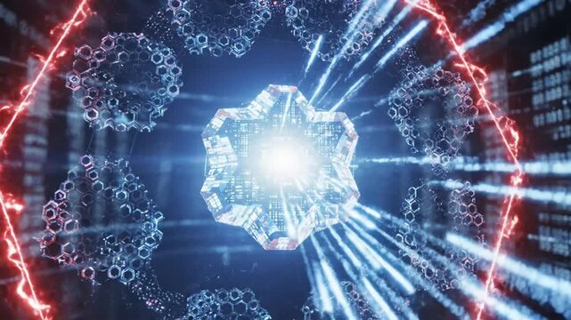 Geometric singularity Exploding futuristic patterns