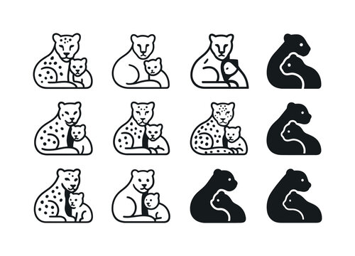 Leopard Logos Collection. Leopards. Icon set. Set Logo of leopar
