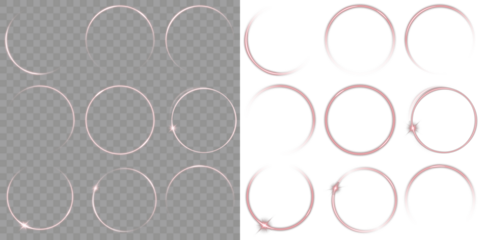 Abstract luminous frame for digital, futuristic, or decorative vector backgrounds. Png Red Neon Light Rings Overlay PNG on transparent background. Vector illustration. Futuristic minimal light art.