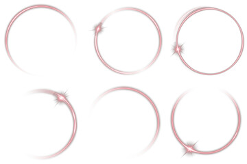 Png Red Neon Light Rings Overlay PNG on transparent background. Abstract luminous frame for digital, futuristic, or decorative vector backgrounds. Vector illustration. Futuristic minimal light art.