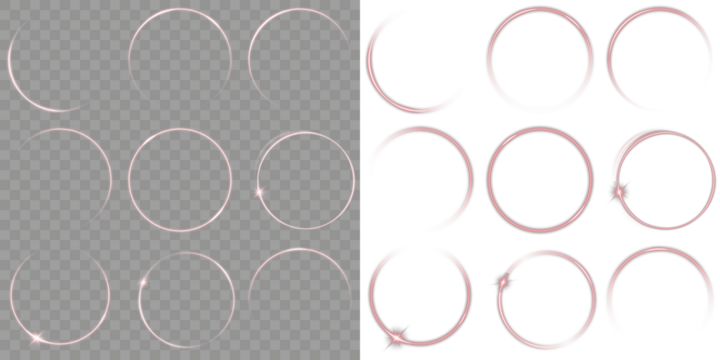 Abstract luminous frame for digital, futuristic, or decorative vector backgrounds. Png Red Neon Light Rings Overlay PNG on transparent background. Vector illustration. Futuristic minimal light art. - Powered by Adobe