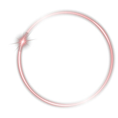 Glowing red neon circle on black and transparent background, vibrant luminous ring design. Png Red Energy Ring Overlay PNG on transparent background. Futuristic minimal light art. Vector illustration.