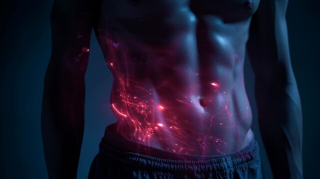 Food poisoning causing pain in man's stomach concept. Suffering from gastritis with abdominal pain or intolerance in the belly or abdomen.