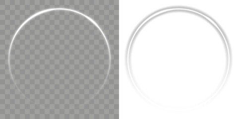 PNG. Abstract white light speed lines neon rings glowing circles movement on black background vector illustration. The effect of high-speed abstract lines. Light white Twirl. Rotating shiny rings.