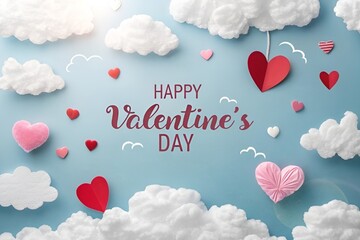 Vibrant Cloud Hearts Valentine Background