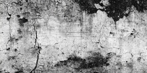 Obraz premium Aged, textured wall. Grayscale surface with cracks, stains, and decay. Grunge style