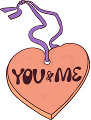 Heart tags illustration with short love messages and bright background. Cute romantic doodle style, perfect for Valentine’s Day designs, gifts, cards, stickers, and sweet decorative projects.