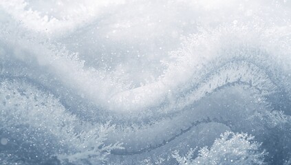 Forming wave-like ridge of snow and frost crystals at wintry surface, showing hoarfrost crystals