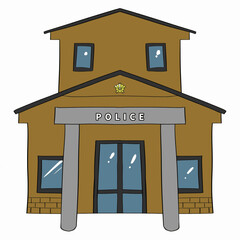 交番の正面のベクターイラスト
