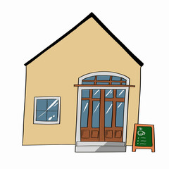 カフェの正面のベクターイラスト