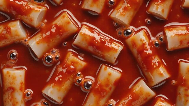 Glossy Spicy Tteokbokki Loop &ndash; Premium Studio Macro &ndash; International Hot and Spicy Food Day
