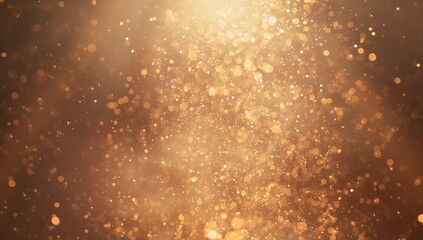 Glowing golden bokeh orbs filling studio backdrop, with glitter specks, flares, sheer circles, haze
