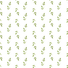 Simple Leafy Green Watercolor Minimal Seamless Pattern