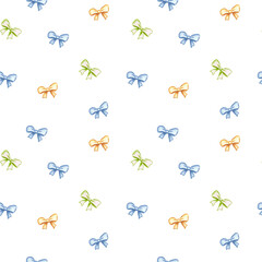Colorful Watercolor Bows Decorative Seamless Pattern