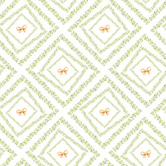 Botanical Geometric Watercolor Wreath and Foliage Pattern