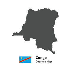 Congo Country map flag illustration on whtie background